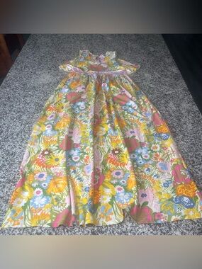 Matilda Jane Dress Brilliant Daydream Far Out Floral Gingham Maxi Girls 10 EUC